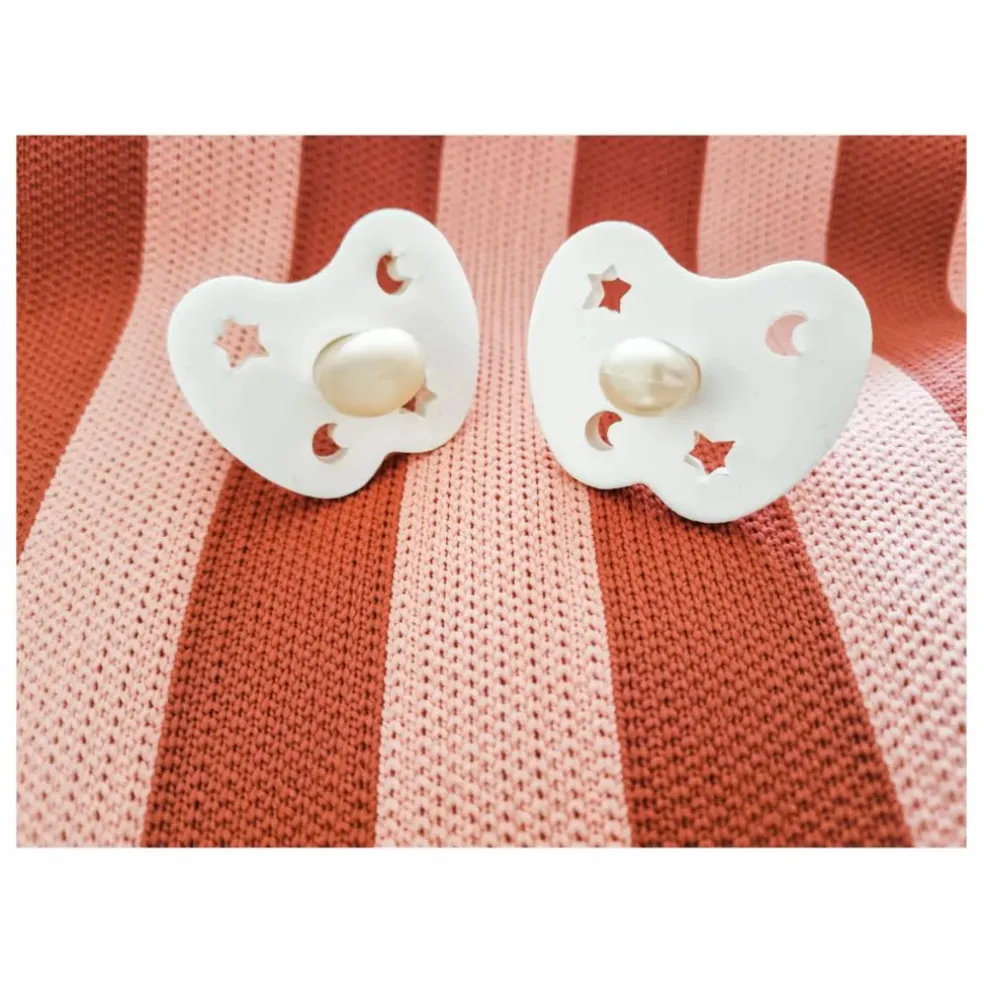 Tétines rondes en caoutchouc naturel - Lot de 2 | Gris clair