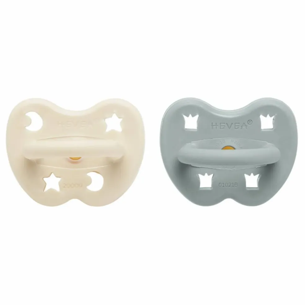 Tétines rondes en caoutchouc naturel - Lot de 2 | Gris clair