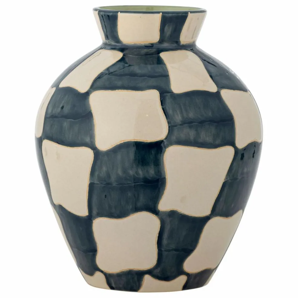Vase Check en grès | Bleu
