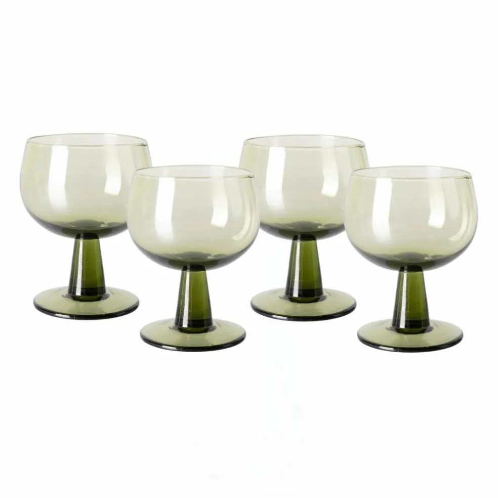 Verre à pied The emeralds - Set de 4 | Vert olive