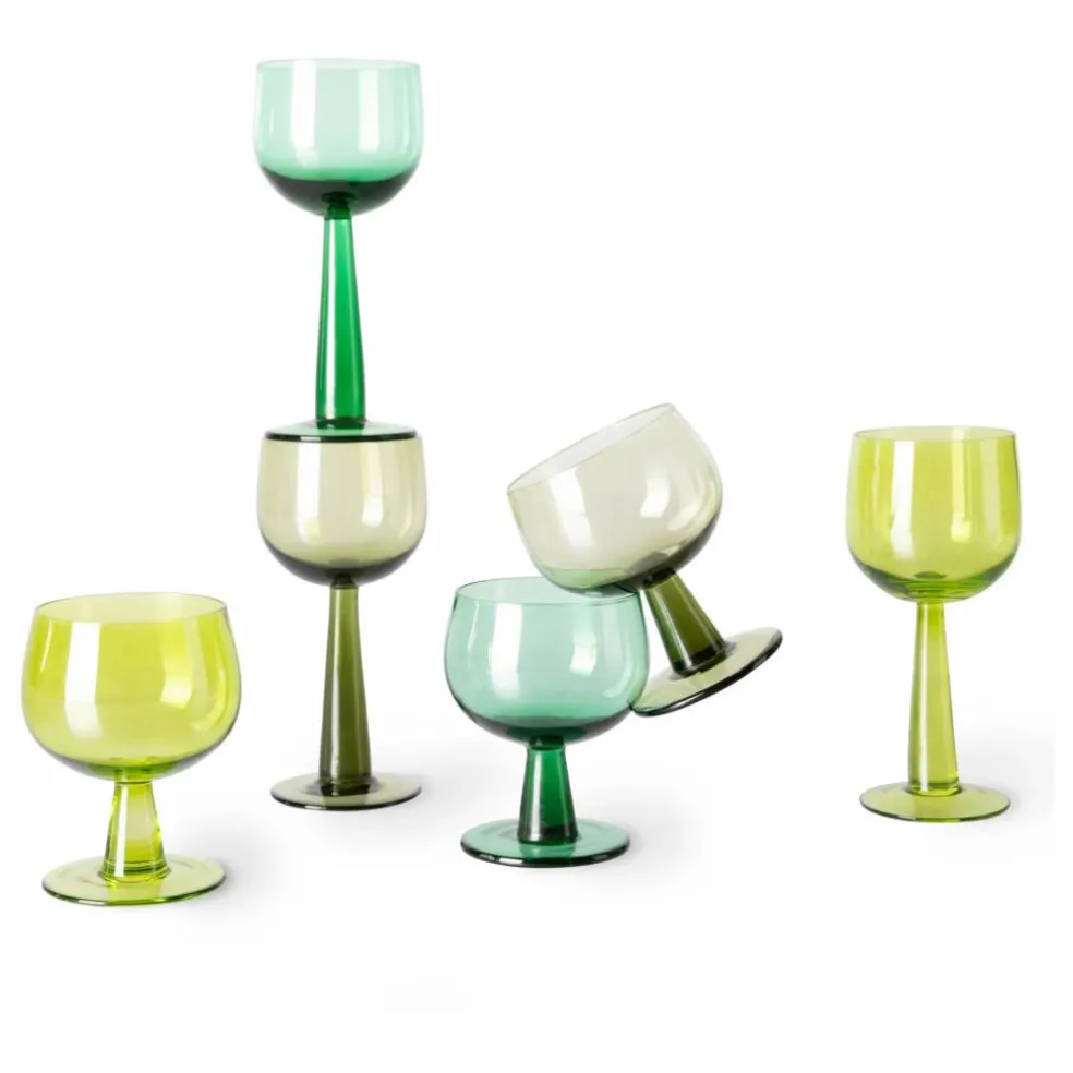 Verre à pied The emeralds - Set de 4 | Vert olive