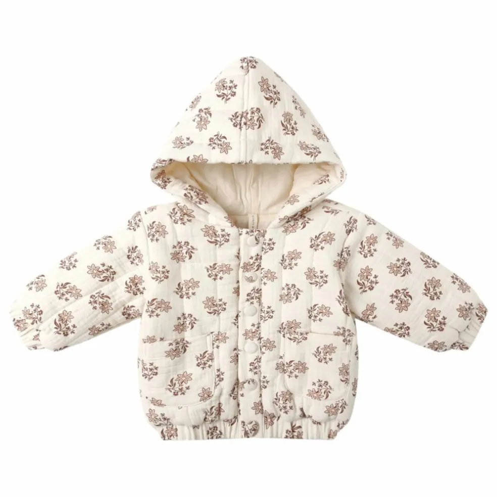 Veste à Capuche Fleurie Gaze de Coton Bio | Ecru