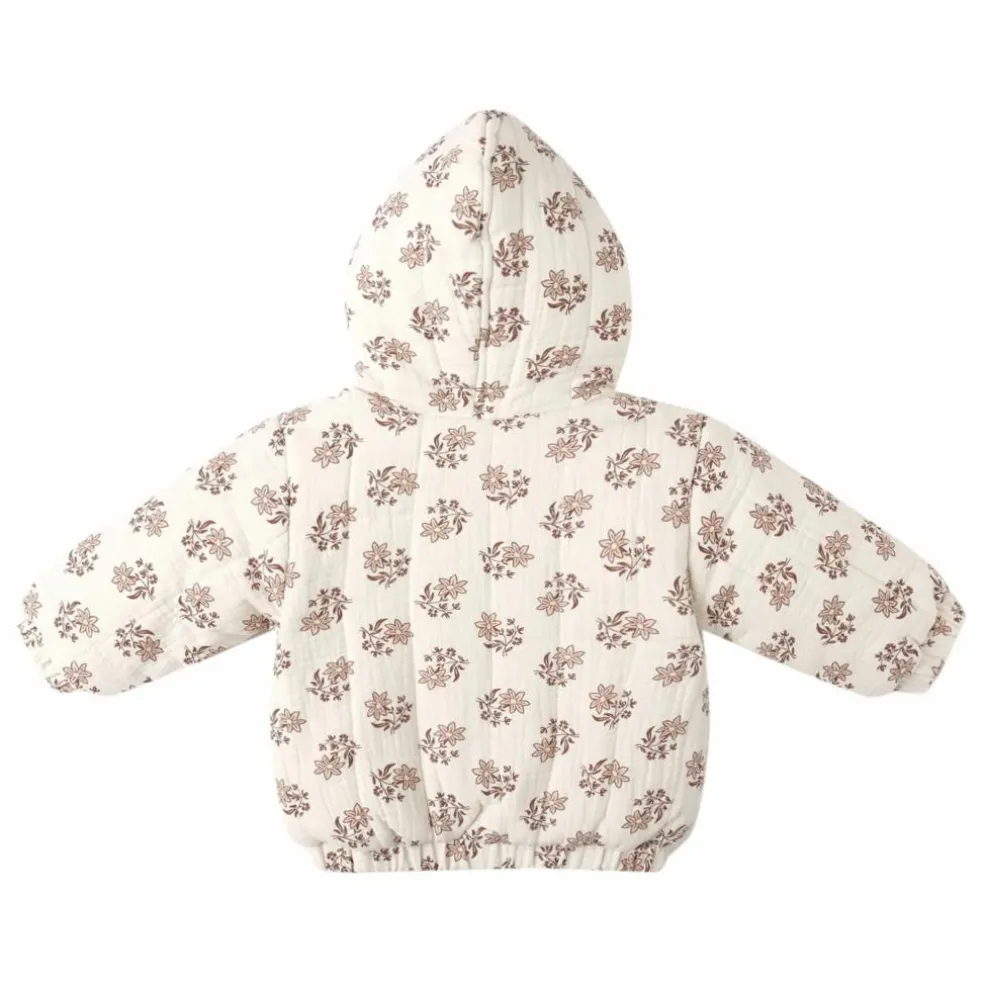Veste à Capuche Fleurie Gaze de Coton Bio | Ecru