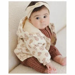 Veste à Capuche Fleurie Gaze de Coton Bio | Ecru