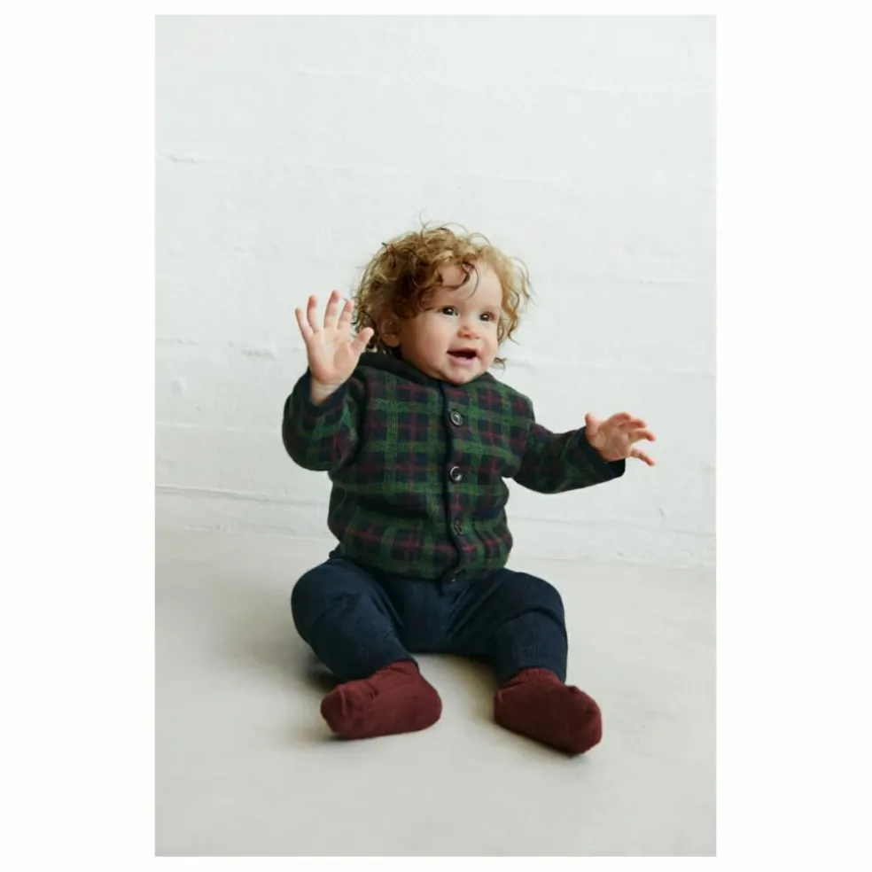 Veste Carreaux Laine de Mérinos Bébé | Vert