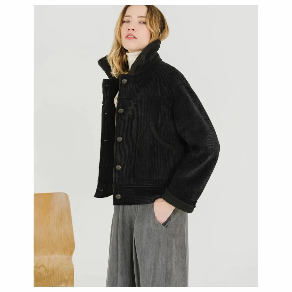 Veste Doudou Sheep Velours Côtelé | Noir
