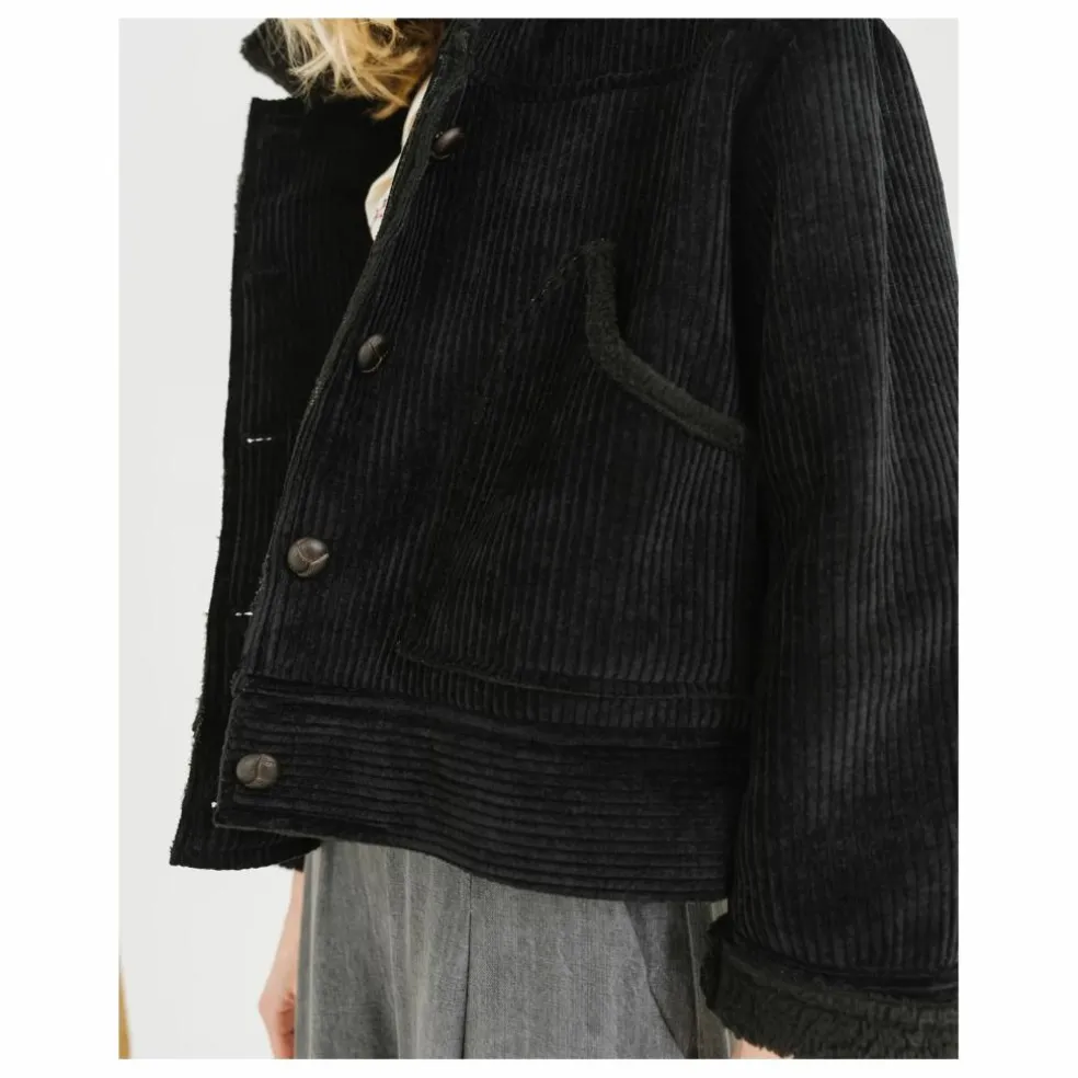 Veste Doudou Sheep Velours Côtelé | Noir