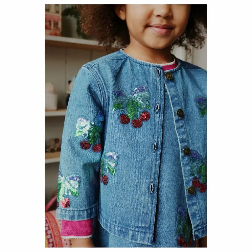 Veste en Jean Sequins Magot Coton Bio | Bleu