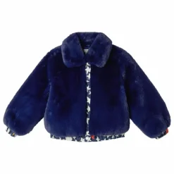 Veste Façon Fourrure Etoiles | Bleu