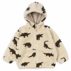 Veste Façon Sherpa Jody Dinosaures Fibres Recyclées | Vert kaki