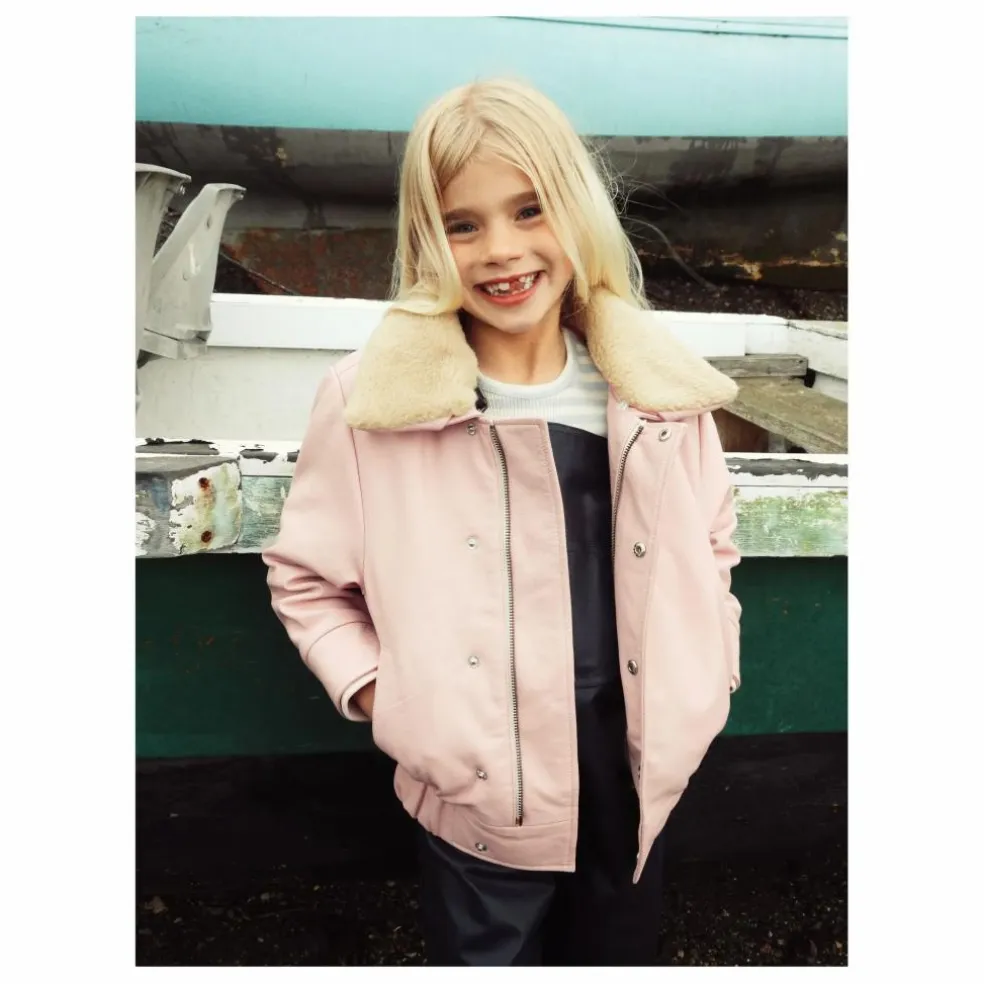 Veste Hold Ya Horses Col Sherpa Cuir | Rose pâle