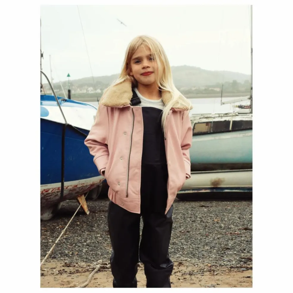 Veste Hold Ya Horses Col Sherpa Cuir | Rose pâle