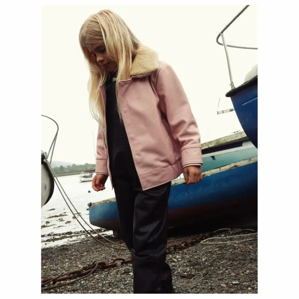 Veste Hold Ya Horses Col Sherpa Cuir | Rose pâle