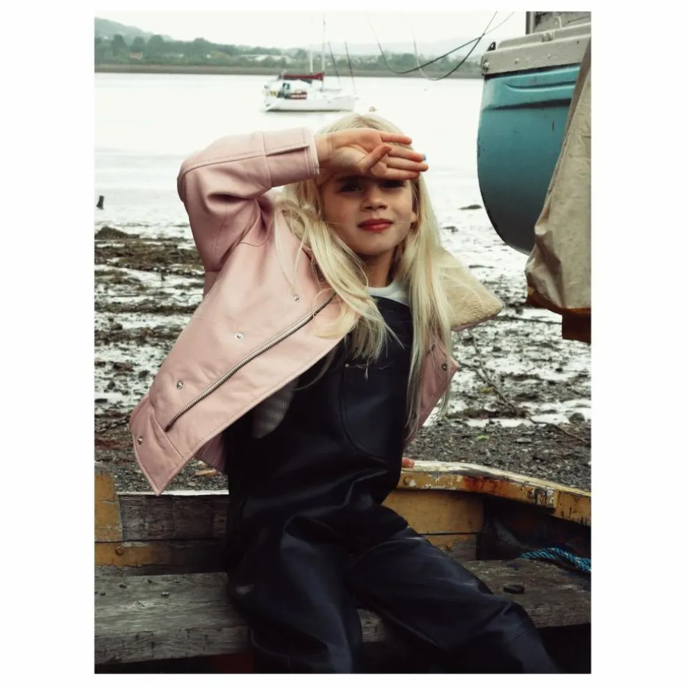 Veste Hold Ya Horses Col Sherpa Cuir | Rose pâle