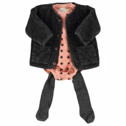 Veste Matelassée Côtelée Coton Bio | Noir