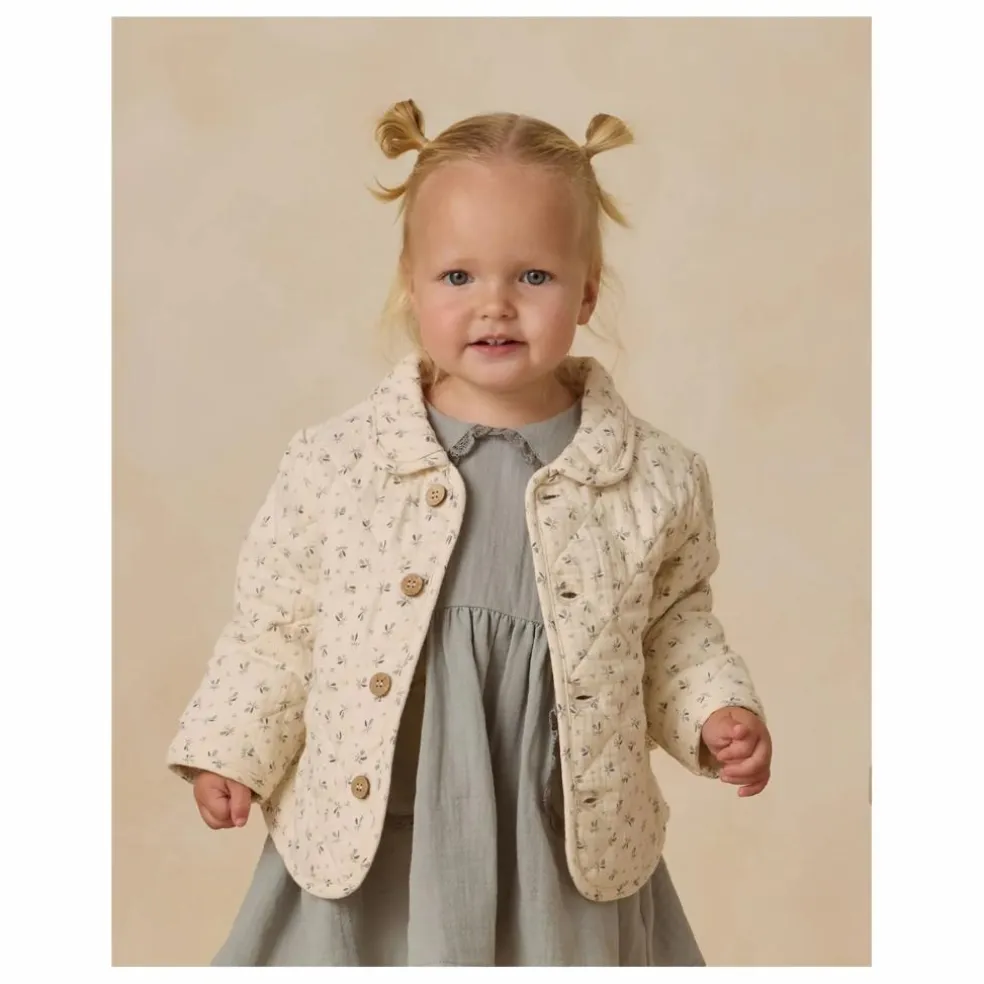 Veste Matelassée Fleurie Gaze de Coton Bio | Ecru