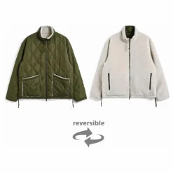 Veste Militaire Réversible Col Montant | Olive