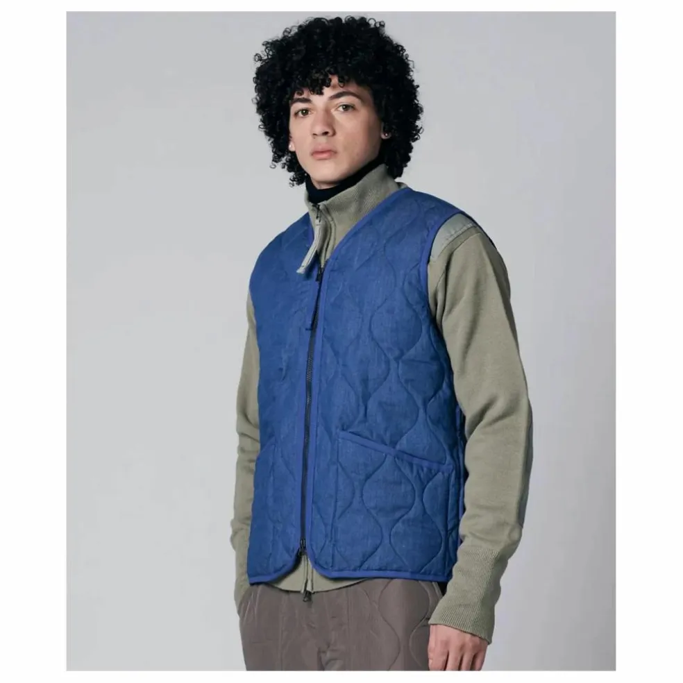 Veste Militaire Sans Manche Unisexe Col V | Bleu indigo