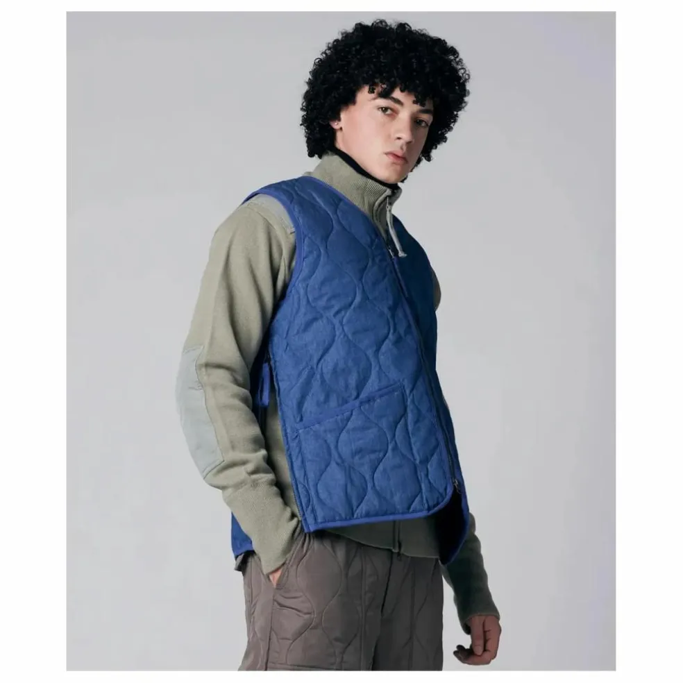 Veste Militaire Sans Manche Unisexe Col V | Bleu indigo