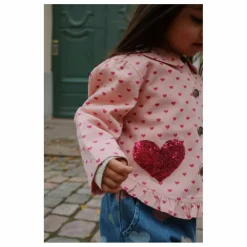 Veste Nola Cœurs Coton Bio | Rose