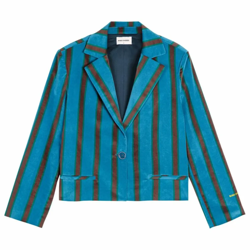 Veste Rayée Velours - Collection Femme | Bleu marine