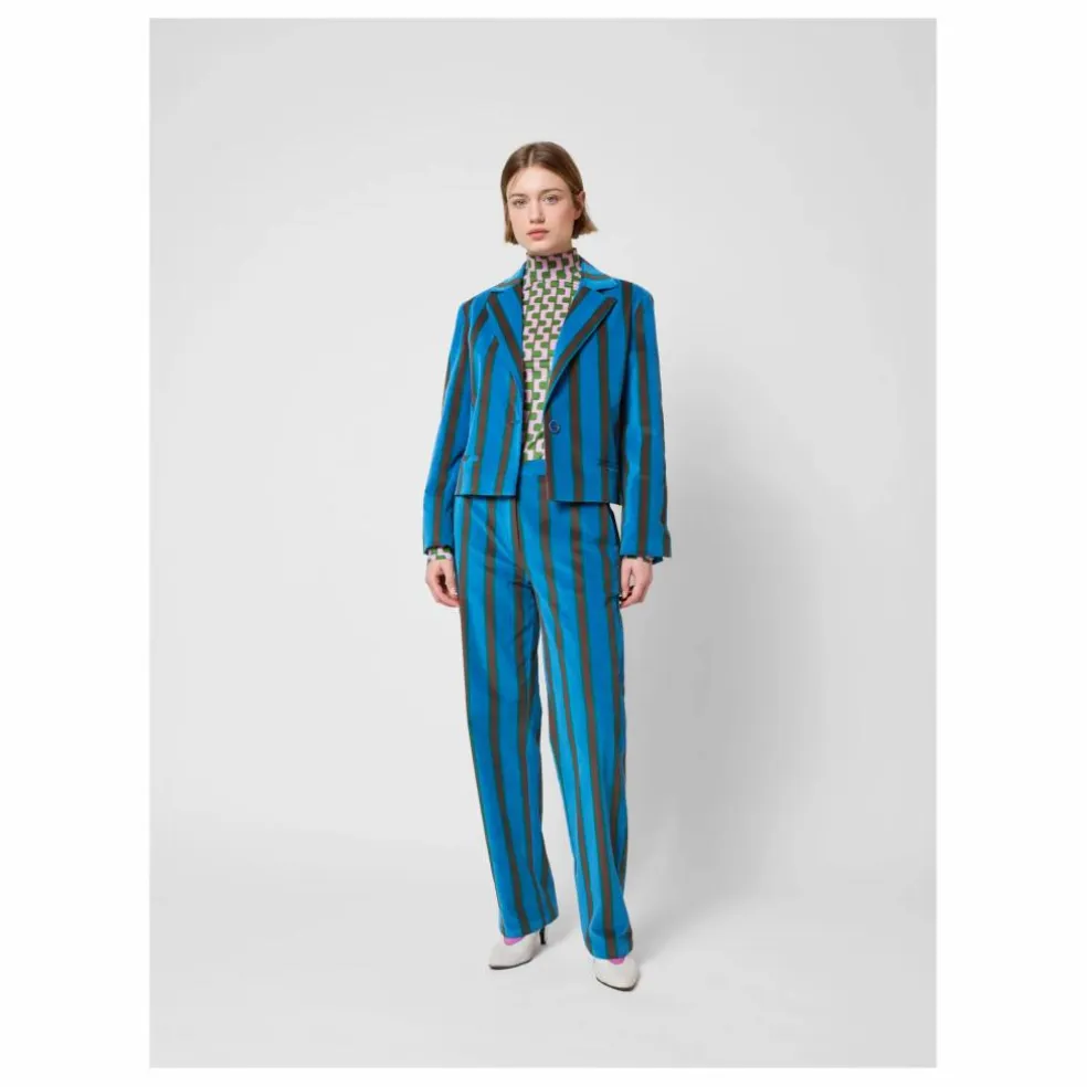 Veste Rayée Velours - Collection Femme | Bleu marine