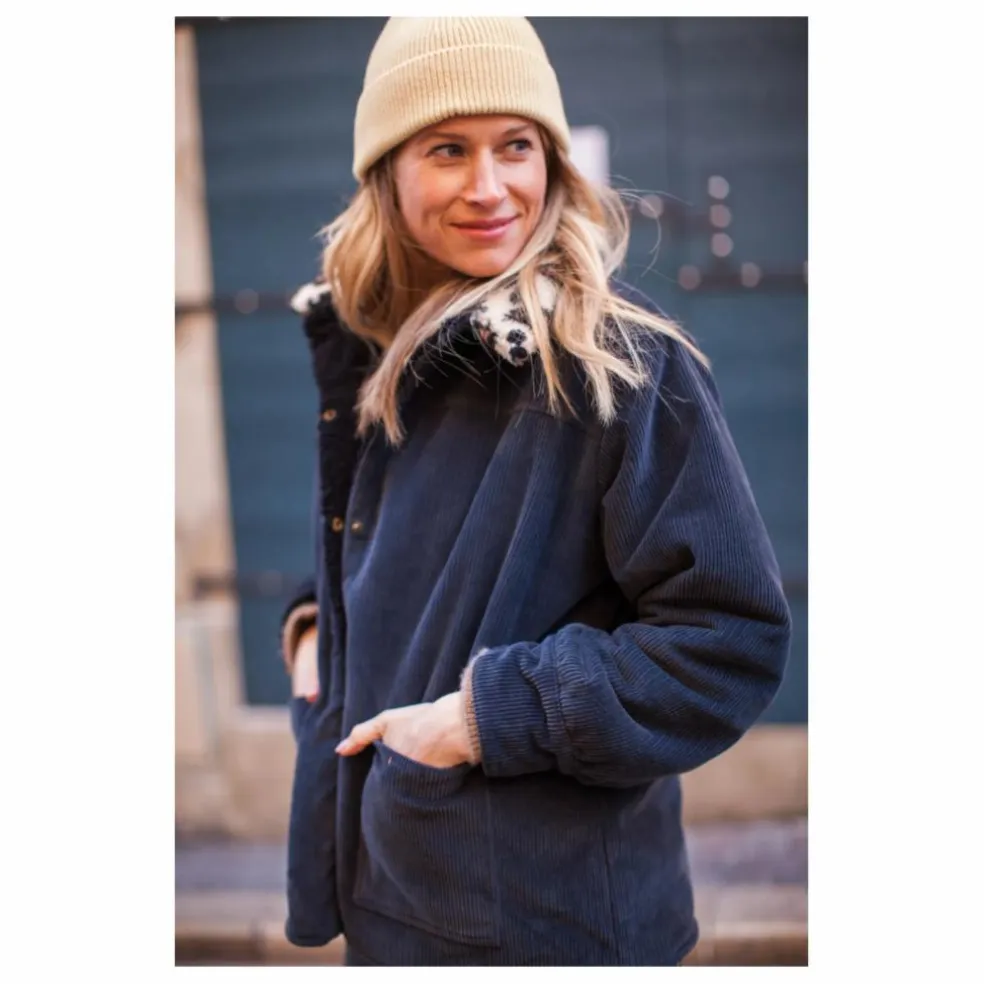 Veste Réversible Coton Velours Côtelé Brune - Collection Femme | Bleu