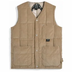 Veste Sans Manche Velours Côtelé Col V Neck Button | Beige