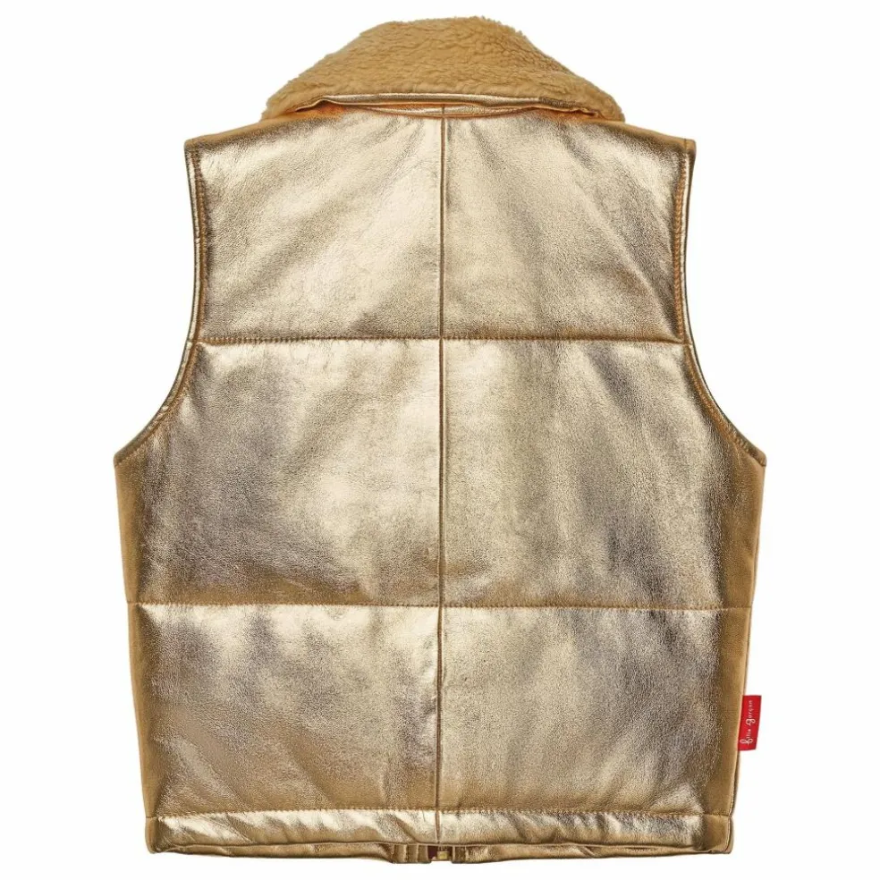 Veste Sans Manches Col Sherpa Métallisée | Doré