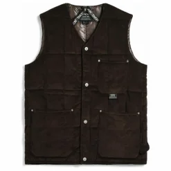 Veste Sans Manches Col V Button Neck | Marron