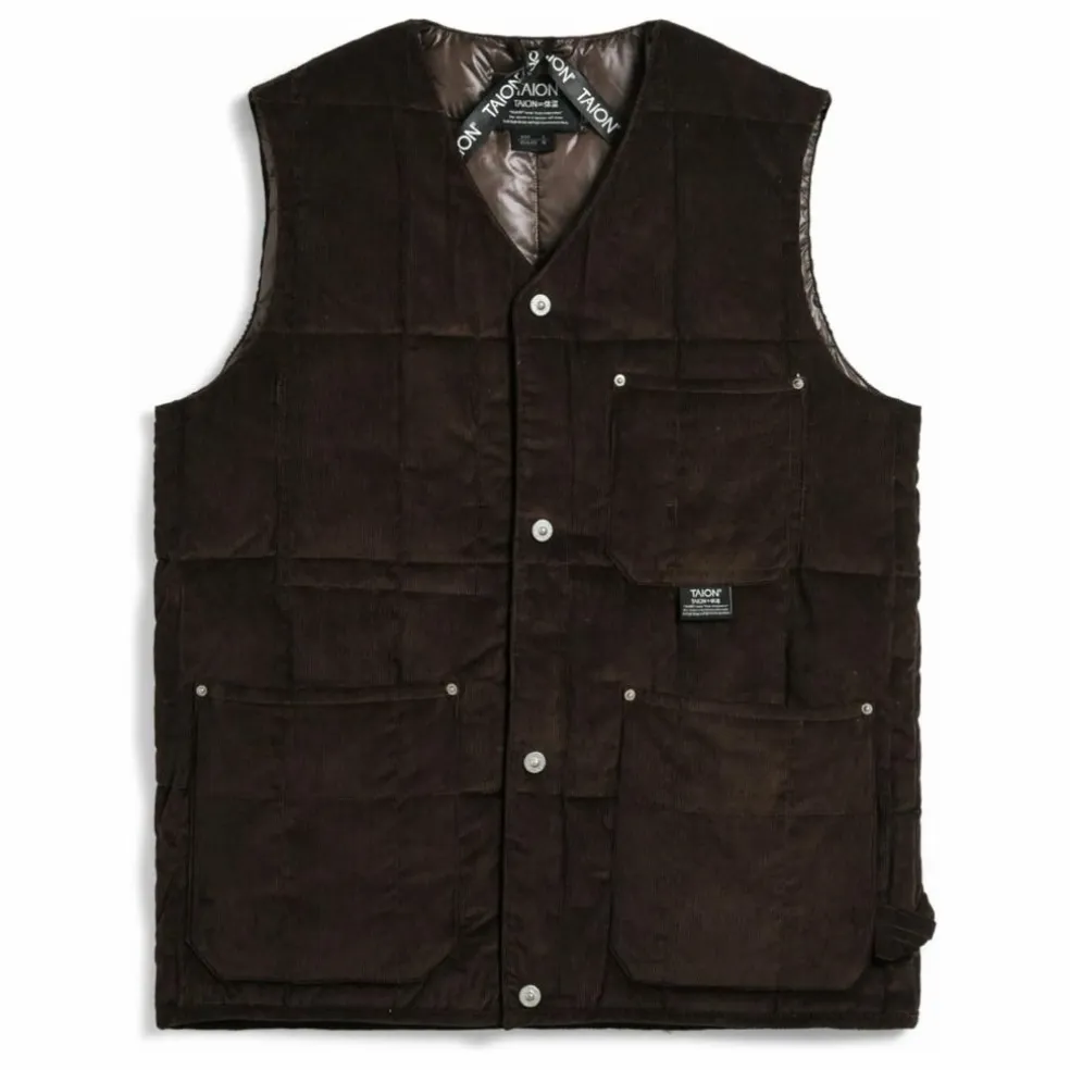 Veste Sans Manches Col V Button Neck | Marron