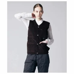 Veste Sans Manches Col V Button Neck | Marron