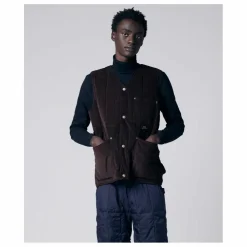 Veste Sans Manches Col V Button Neck | Marron