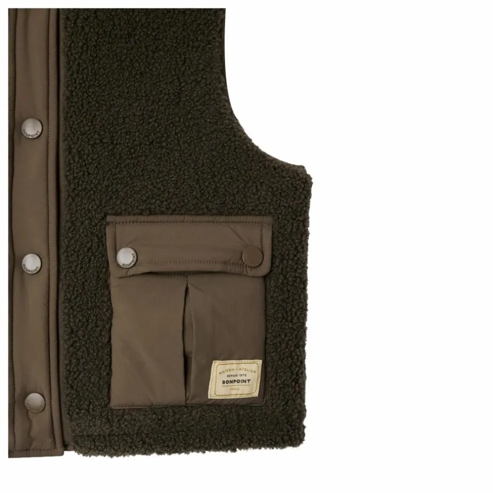 Veste Sans Manches Façon Sherpa Junior | Vert foncé