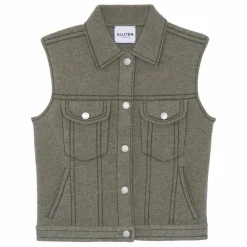 Veste Sans Manches Jess Cachemire | Vert kaki chiné