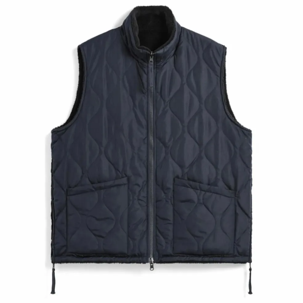 Veste Sans Manches Militaire Réversible Col Montant | Bleu marine - Noir