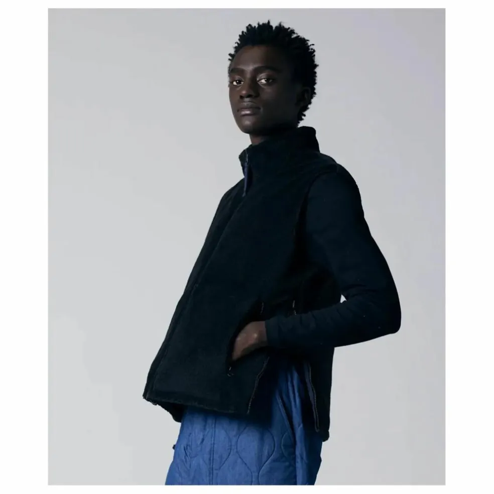 Veste Sans Manches Militaire Réversible Col Montant | Bleu marine - Noir