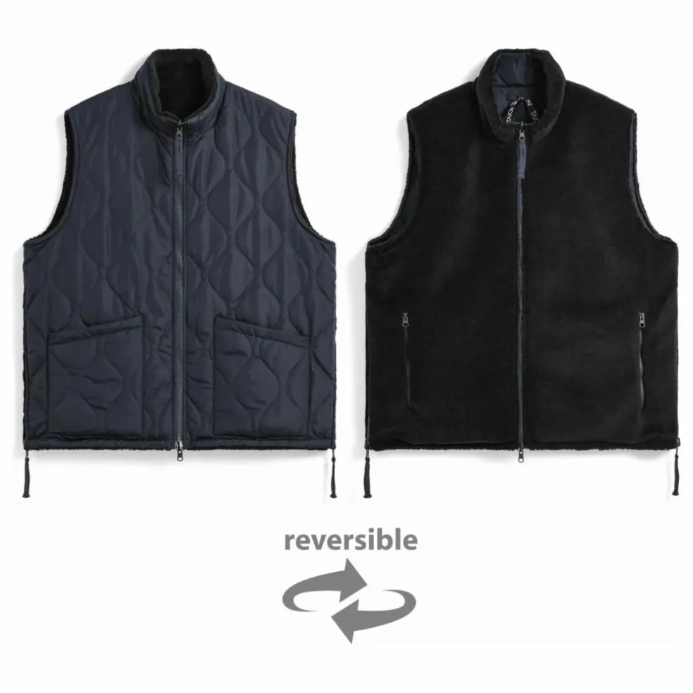 Veste Sans Manches Militaire Réversible Col Montant | Bleu marine - Noir