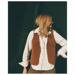 Veste Sans Manches Peau Lainée Mérinos | Marron