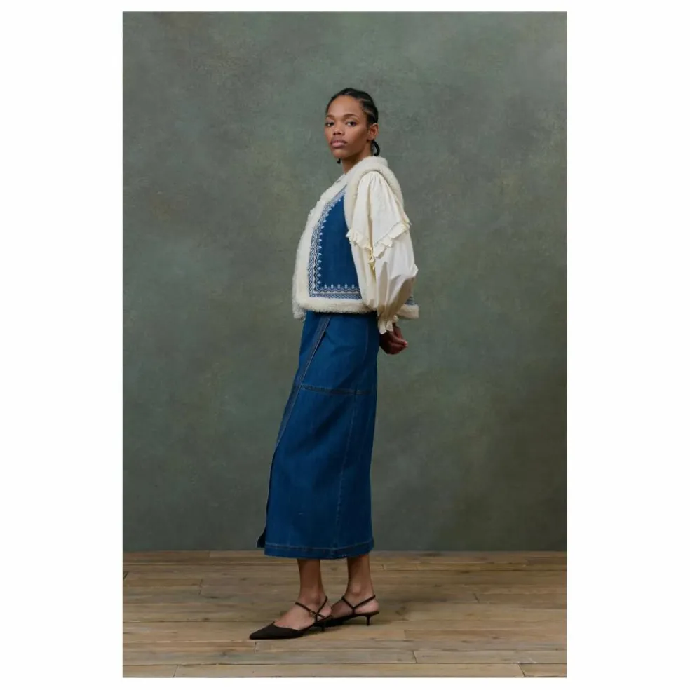 Veste Sans Manches Réversible Figara Denim - Collection Femme | Bleu