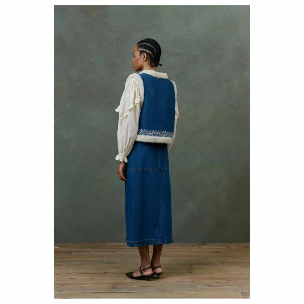 Veste Sans Manches Réversible Figara Denim - Collection Femme | Bleu