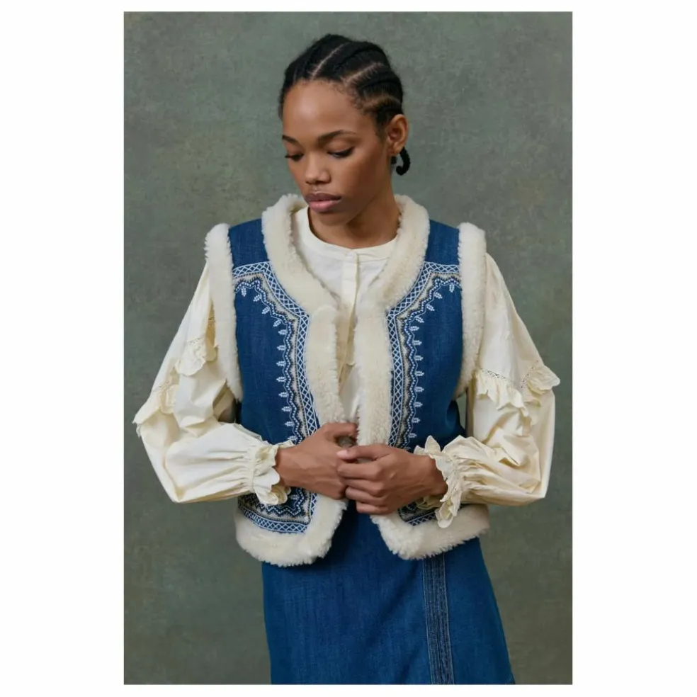 Veste Sans Manches Réversible Figara Denim - Collection Femme | Bleu