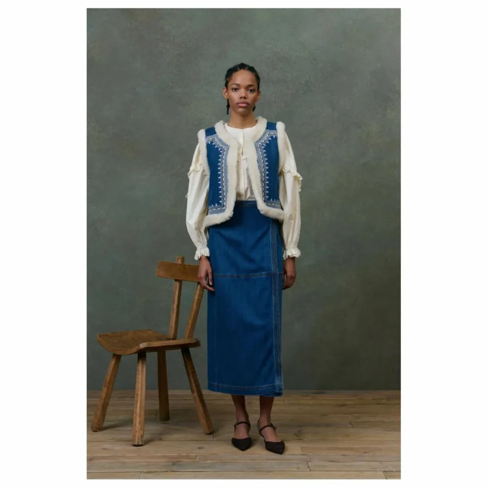 Veste Sans Manches Réversible Figara Denim - Collection Femme | Bleu