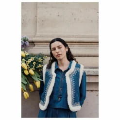 Veste Sans Manches Réversible Figara Denim - Collection Femme | Bleu