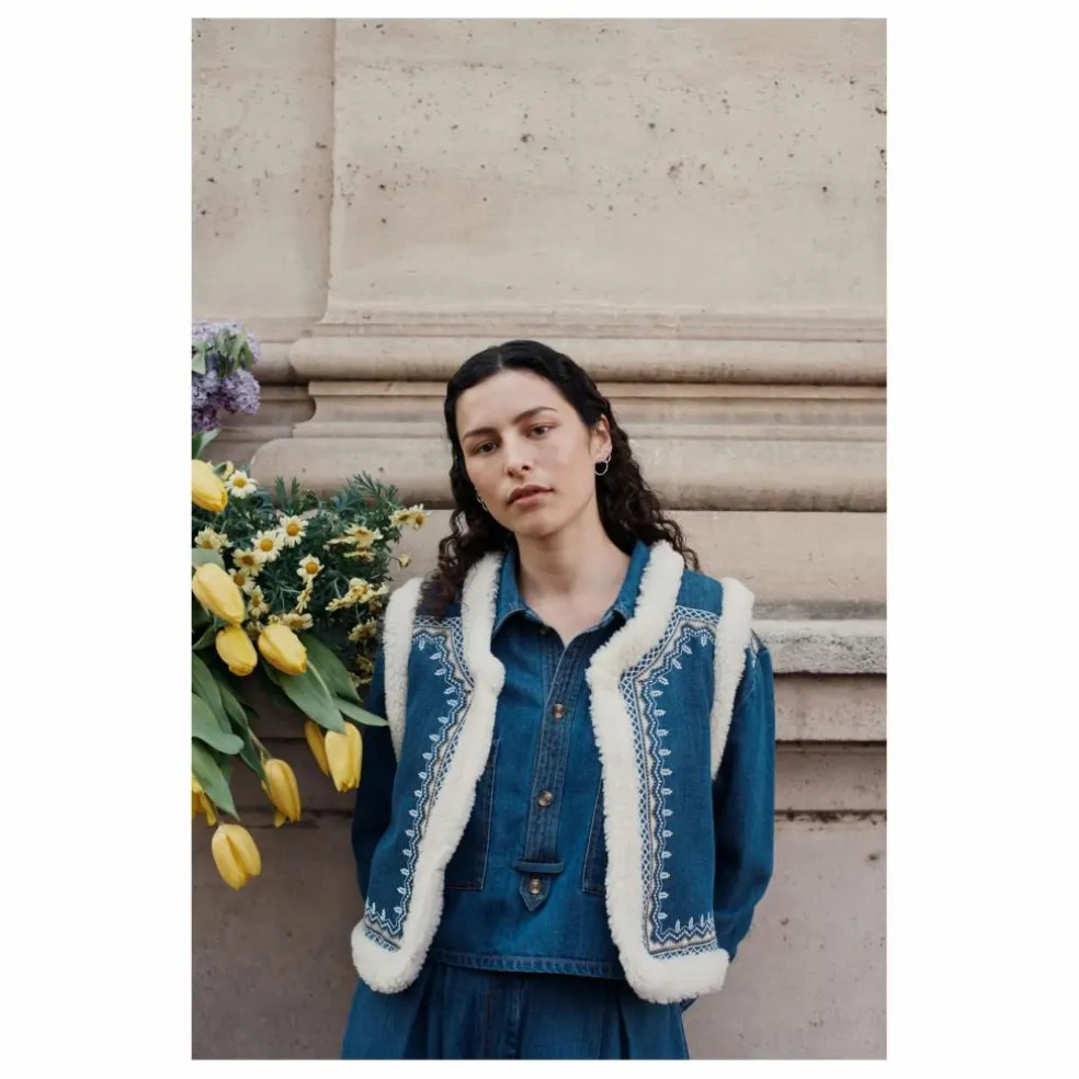 Veste Sans Manches Réversible Figara Denim - Collection Femme | Bleu