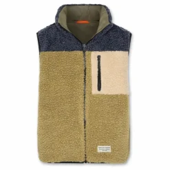 Veste Sans Manches Réversible Façon Sherpa Teddy | Vert olive