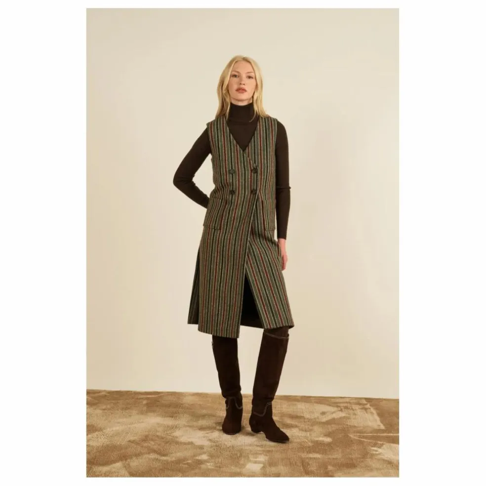 Veste Sans Manches Venice Rayée Laine | Gris