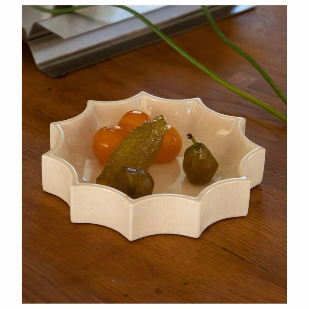 Vide poche Tasca en céramique craquelé | Crème