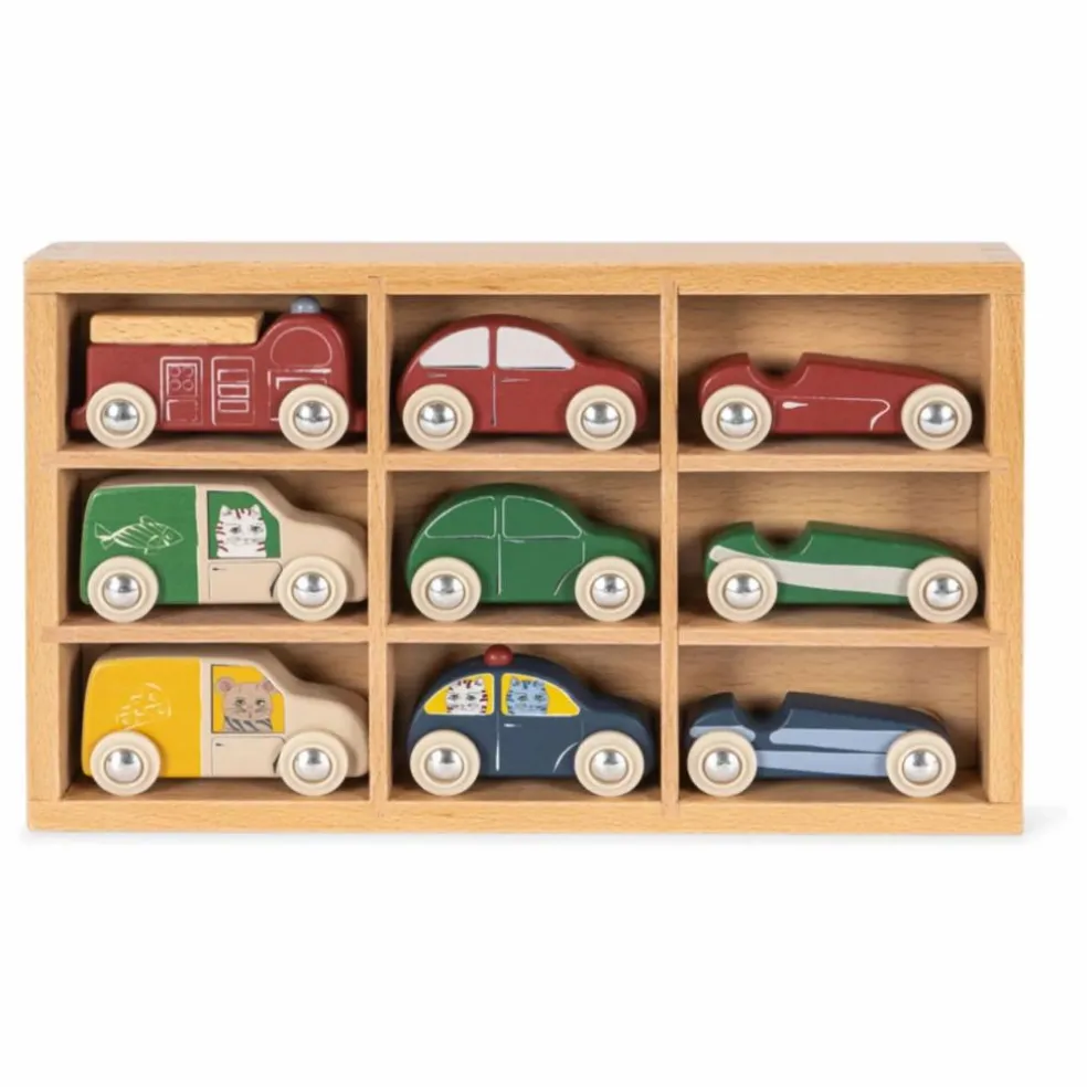 Voitures en bois FSC - Set de 9